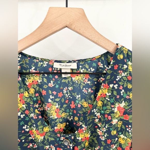 Tucker For Target Short Sleeve Floral Dress Navy Size Medium - Picture 5 of 6